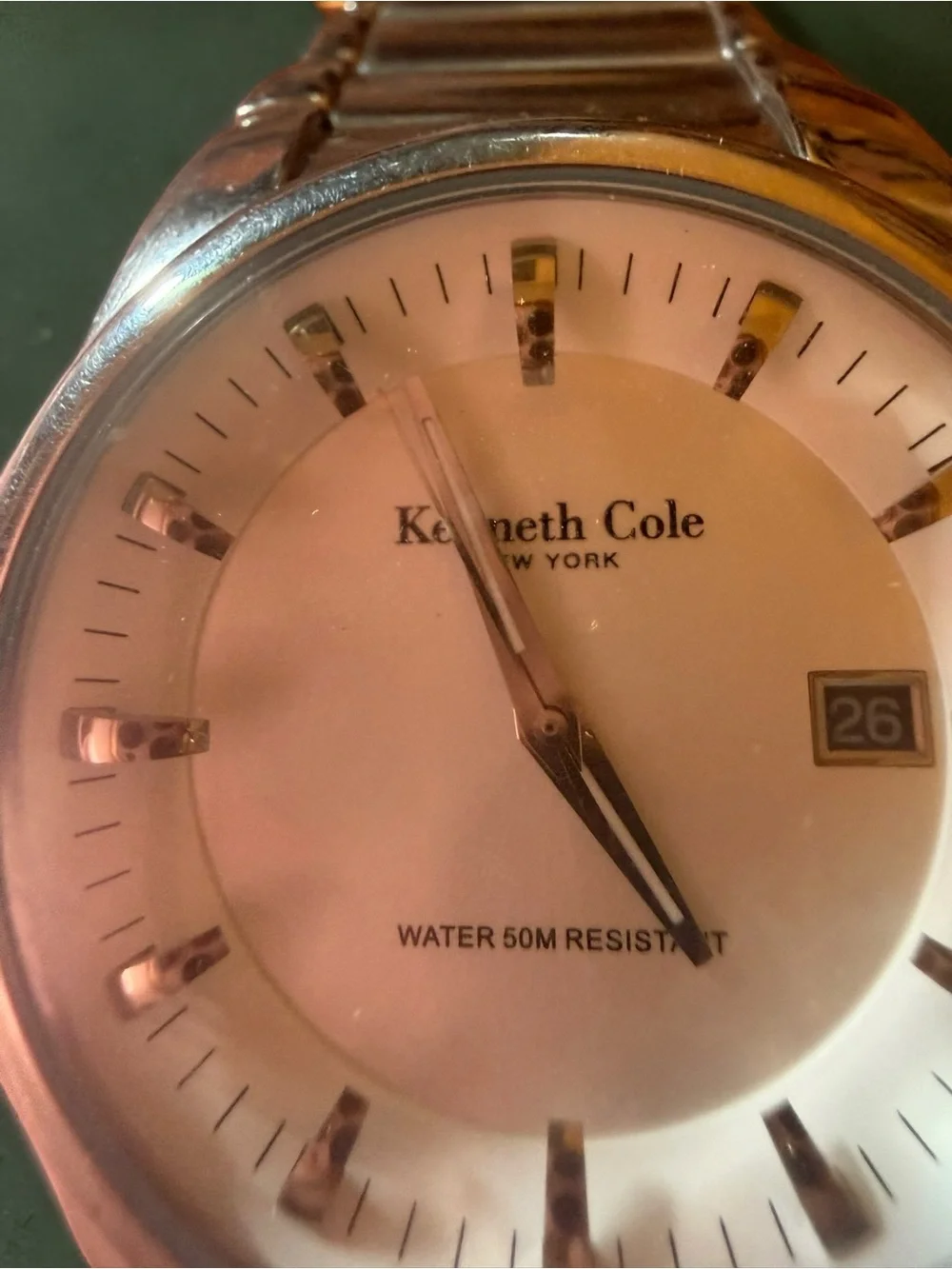 Kenneth Cole New York Men’s Watch Silver Dial Date 50M Full Bracelet Like New